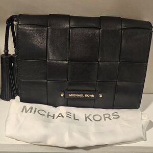 Michael Kors Black Woven Leather Bag